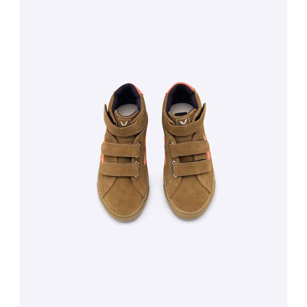 Kids' Veja ESPLAR MID SUEDE High Tops Brown | ZA 679PJJ